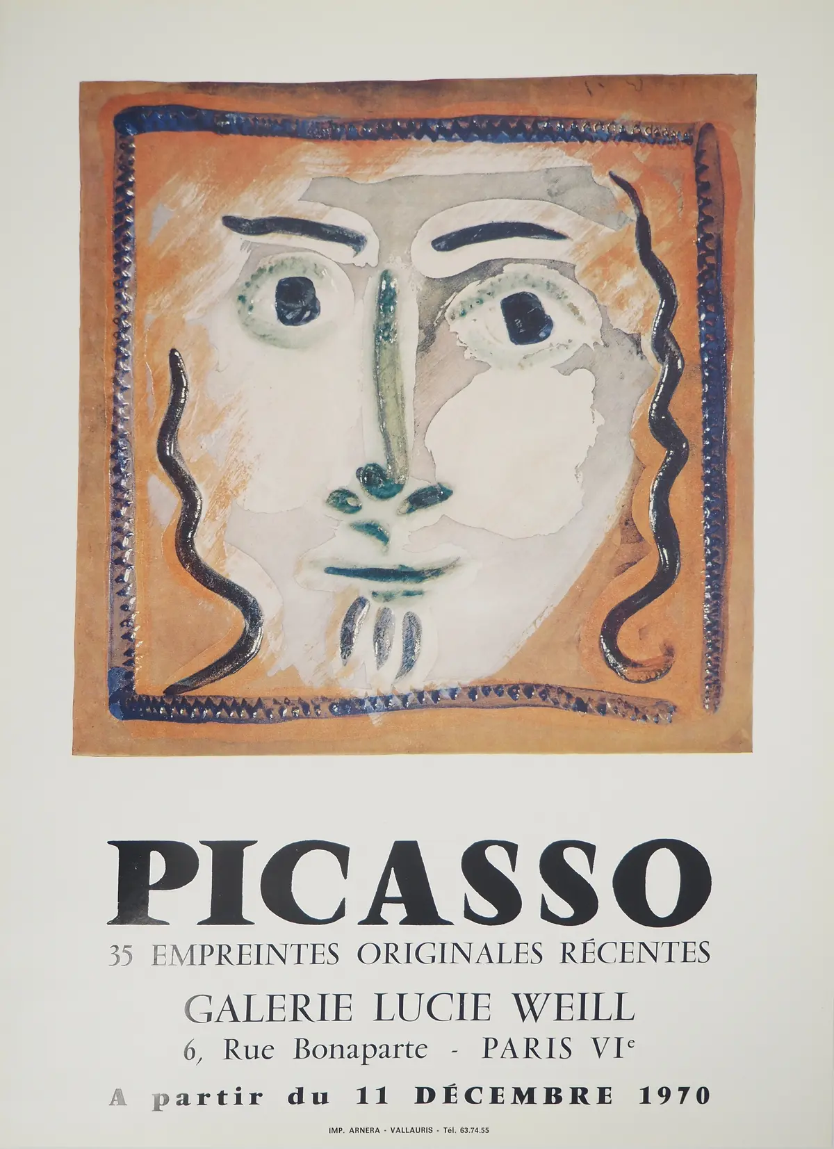 Pablo PICASSO : Céramique, Portrait surréaliste, Affiche originale d’époque