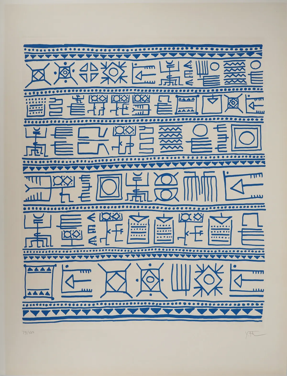 Yona FRIEDMAN : Pictogrammes de la Genèse (Bleu), Sérigraphie originale signée