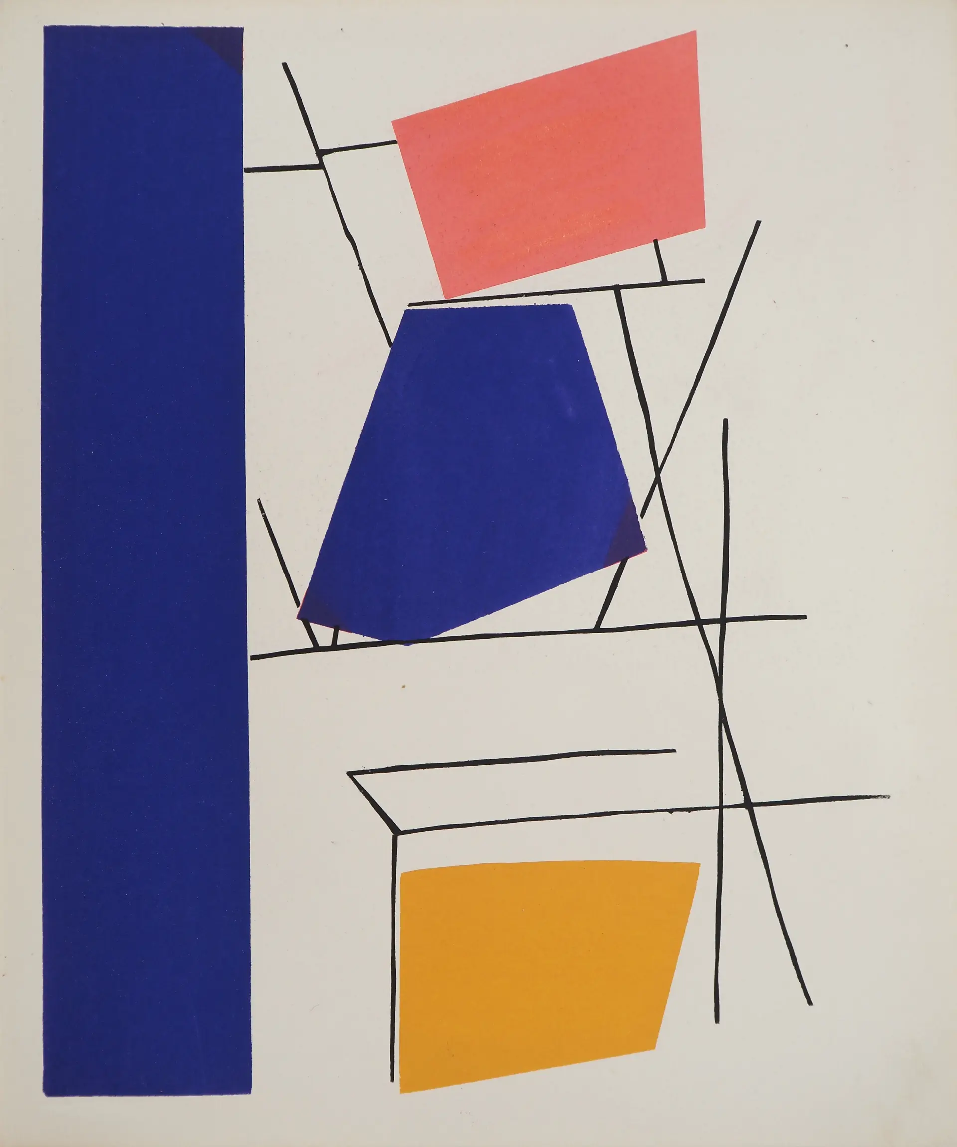 Richard MORTENSEN : Empilement abstrait, Lithographie et pochoir