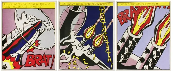 Roy LICHTENSTEIN - AS I OPERED FIRE - Triptyque - 1964