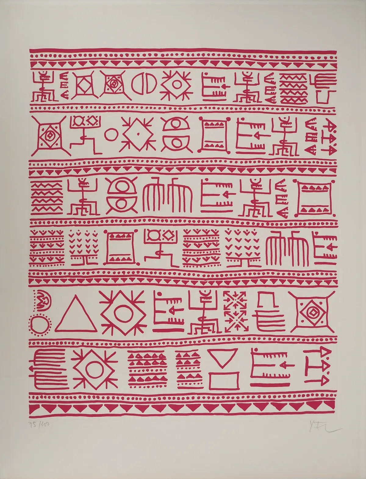 Yona FRIEDMAN : Pictogrammes de la Genèse (Rose), Sérigraphie originale signée