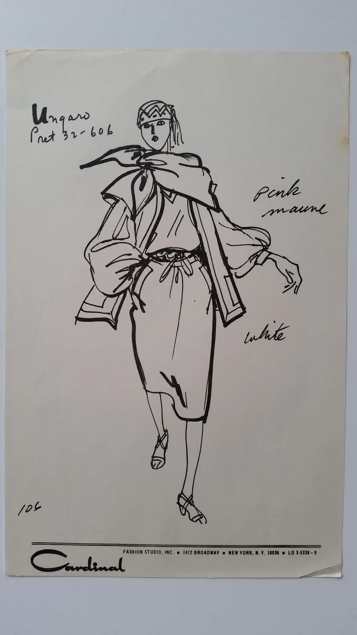 Emanuel Ungaro - Croquis ensemble robe et veste - Pink mauve