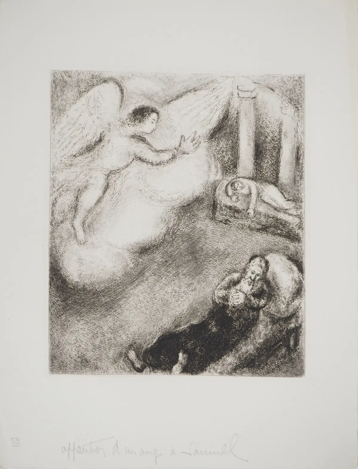 Marc CHAGALL : Samuel appelé par Dieu, Gravure originale signée
