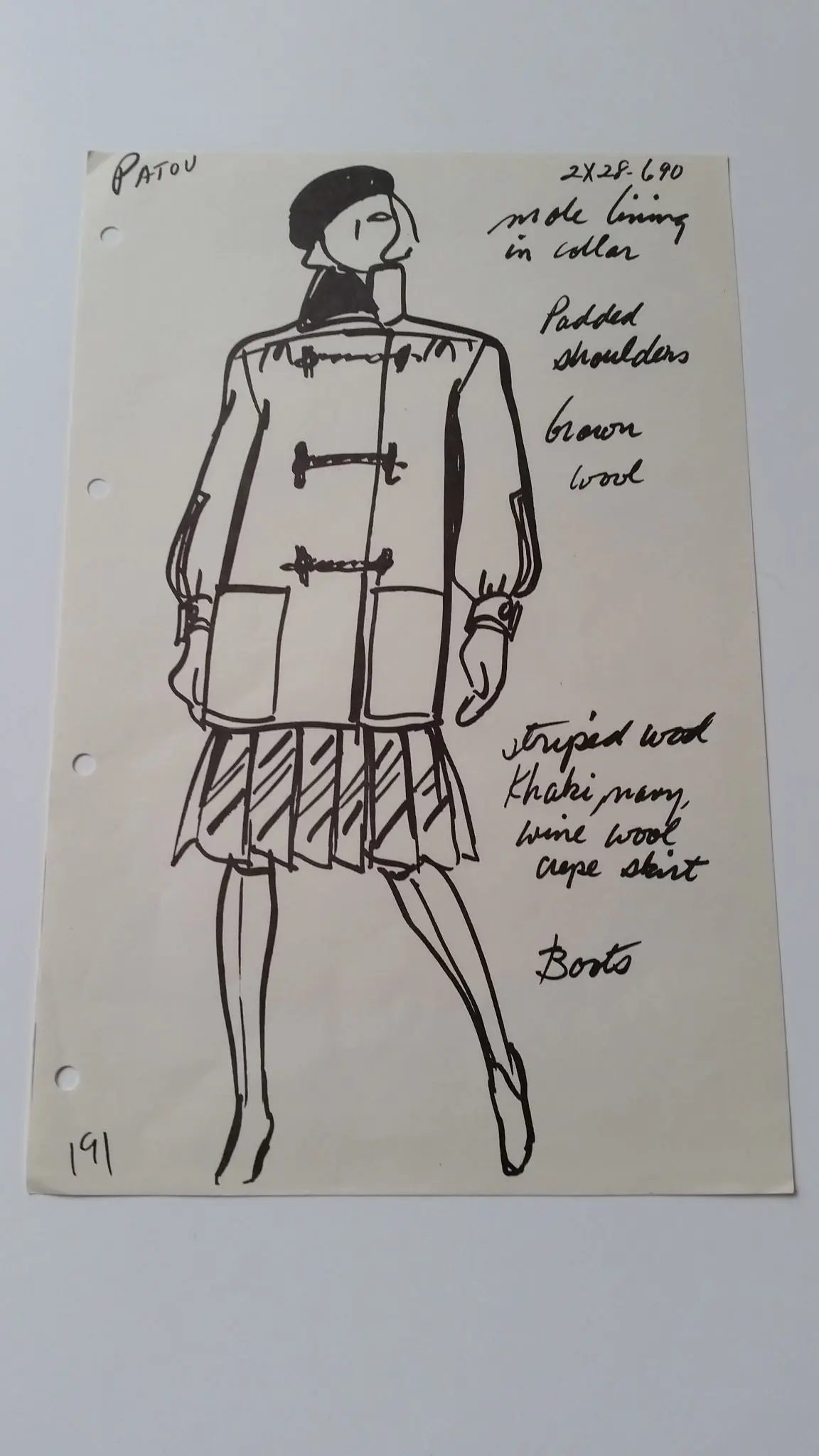 Jean Patou - Croquis veste et jupe