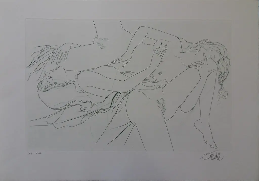 Jean-Baptiste VALADIE : Un si doux toucher, vers 1976 - Gravure originale