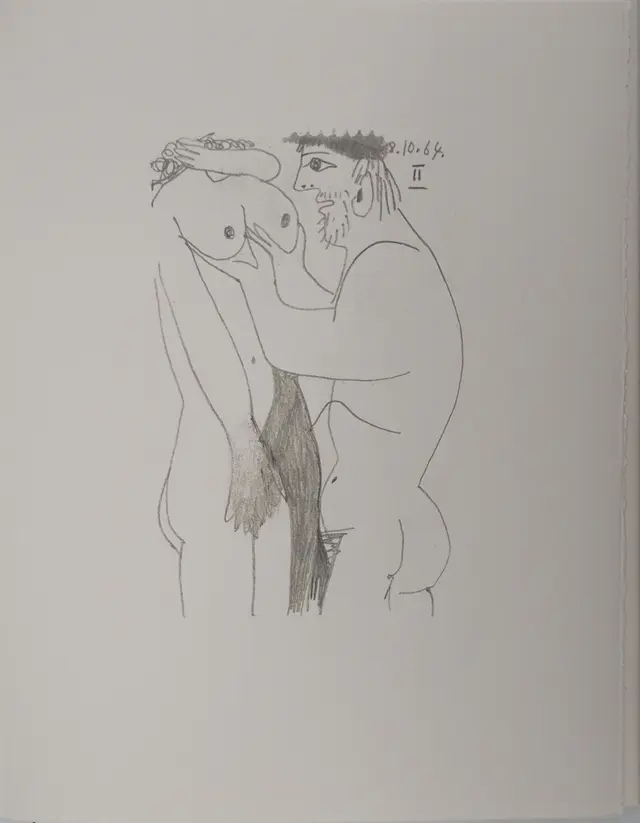 Pablo PICASSO : Le Goût du Bonheur, Couple amoureux, Lithographie