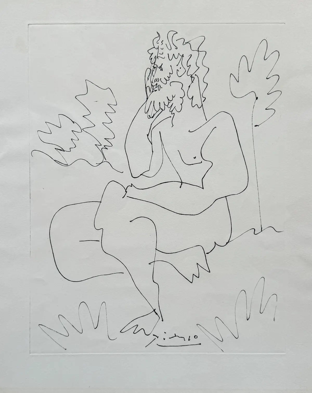 Pablo PICASSO - Homme pensif, 1954 - Gravure originale signée dans la planche