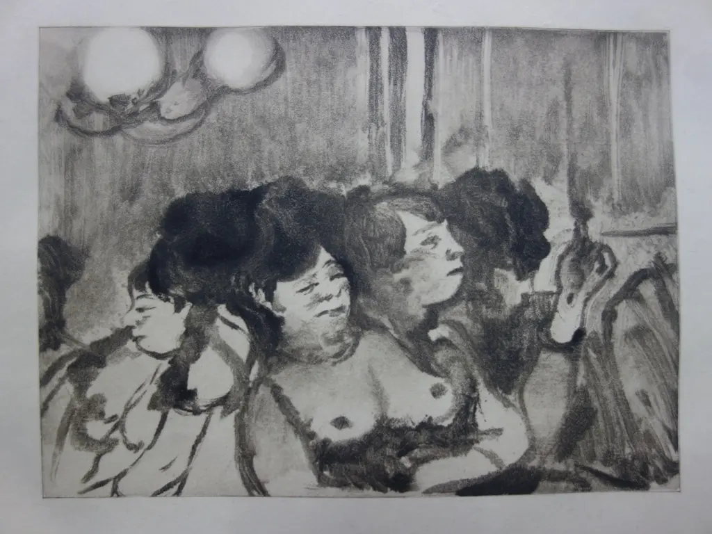 Edgar DEGAS : En attendant un client - Gravure originale, 1935