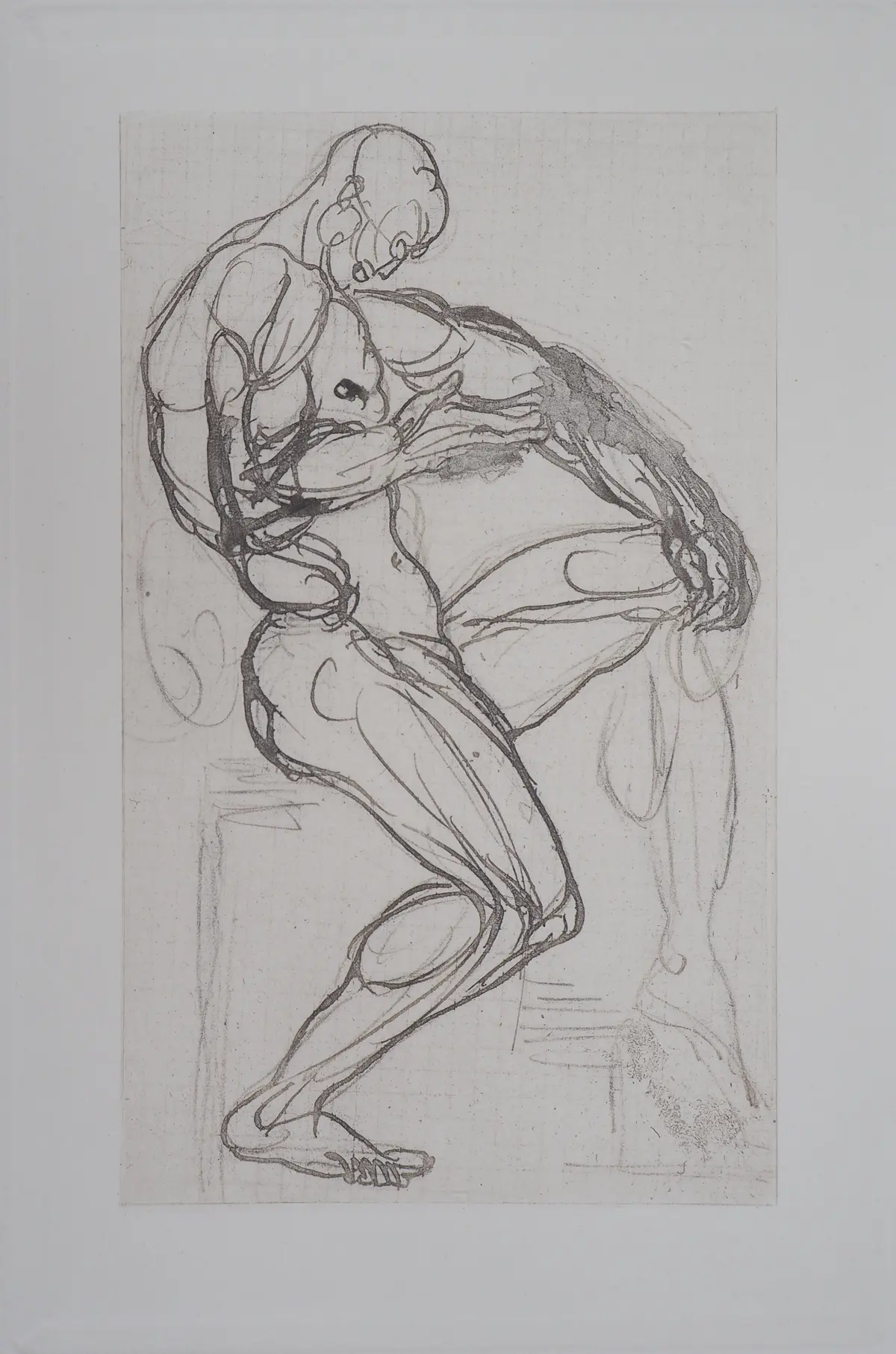 Auguste RODIN : Figure de damné, Gravure