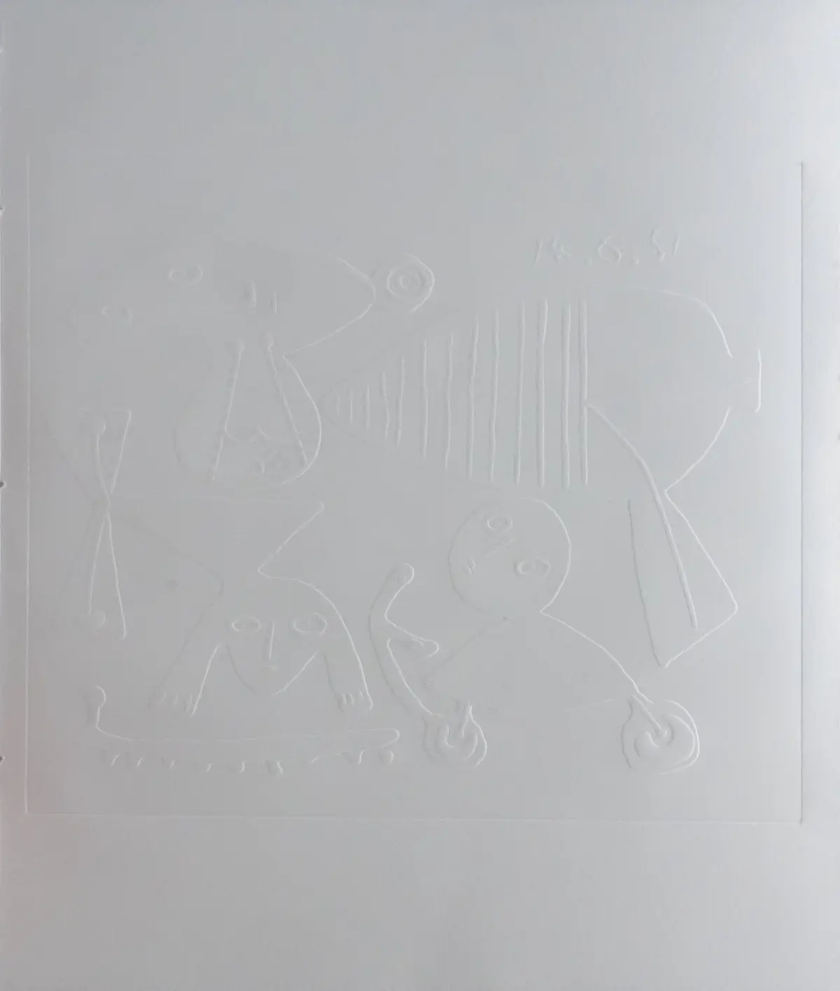 Pablo PICASSO : Mère et enfants jouant, Gravure sur bois