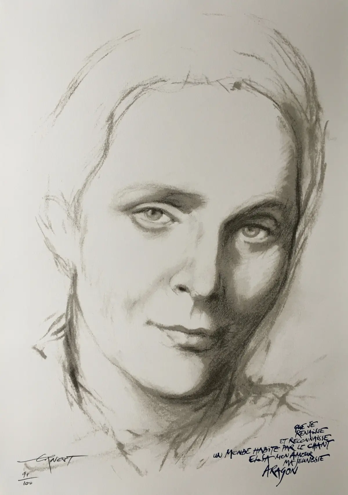Ernest PIGNON-ERNEST - Elsa, 2019 - Sérigraphie originale signée au crayon