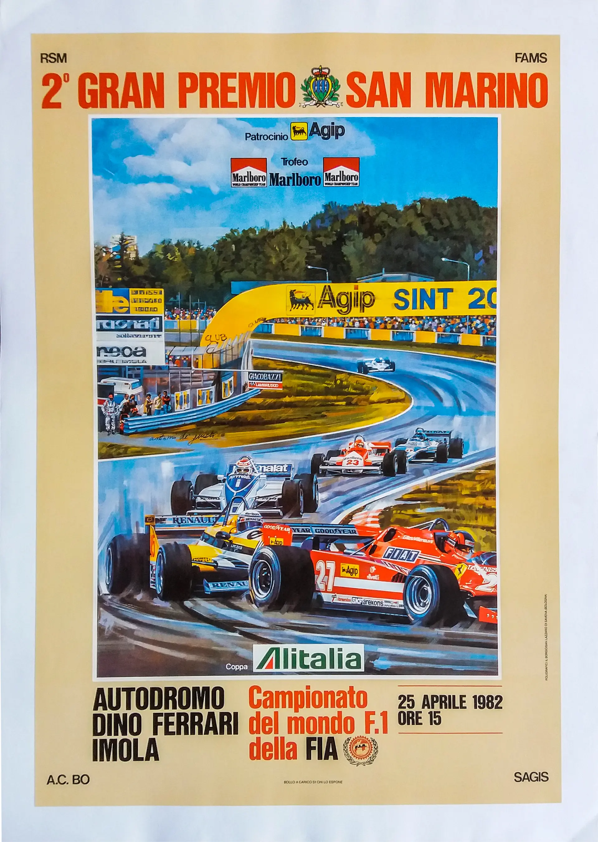 Affiche d’époque 2ème Grand Prix de Saint Marin