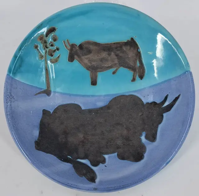 Pablo PICASSO : Toros, Céramique originale (MADOURA)