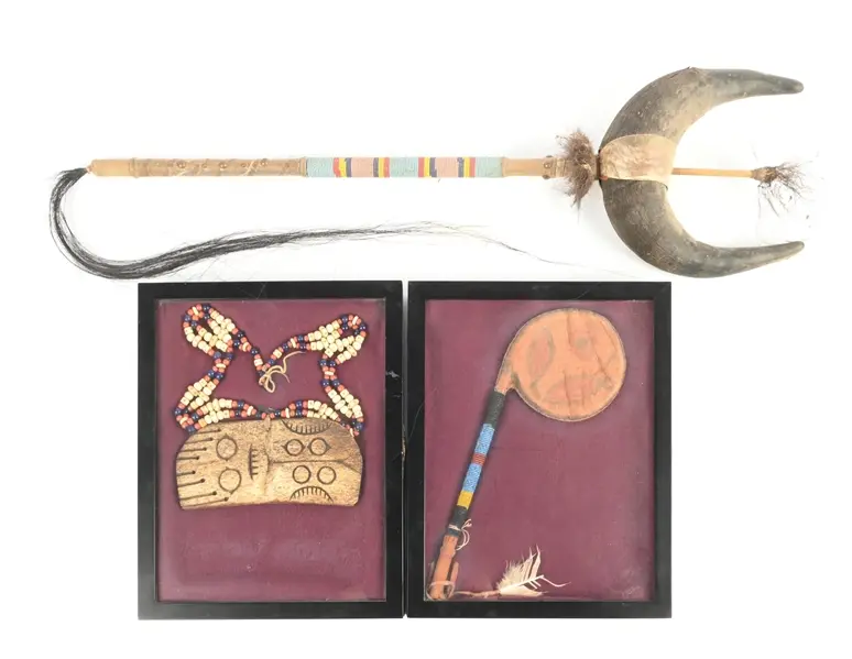 LOT OF 3: REPRODUCTION NATIVE AMERICAN DANCE ITEMS