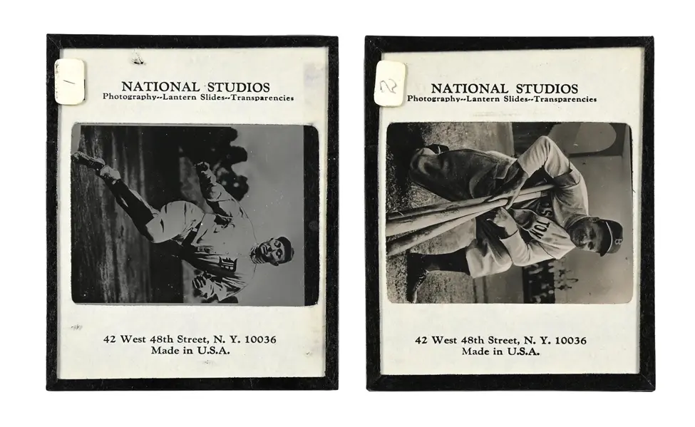 ICONIC TY COBB & JIMMIE FOXX NATIONAL STUDIOS GLASS LANTERN SLIDES