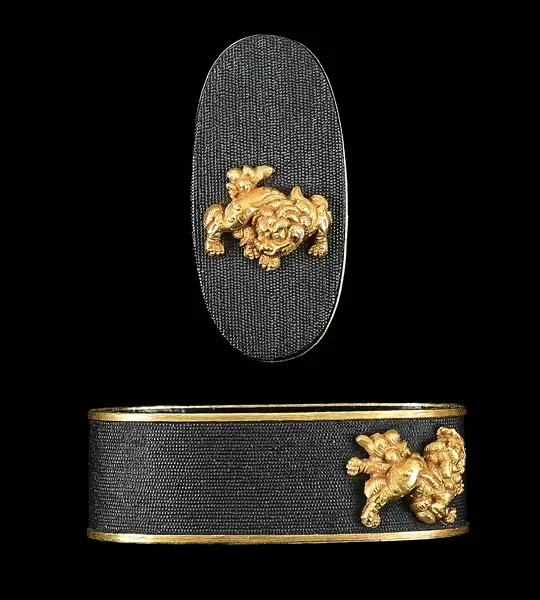 GOTO MITSUTAKA FUCHI KASHIRA WITH GOTO JOSHIN SHISHI DOGS, EX. SWEDLOW