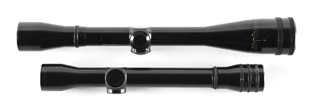 LOT OF 2: VINTAGE LEUPOLD WESTERNER 8X AND STITH KOLLMORGEN 4X SCOPES.