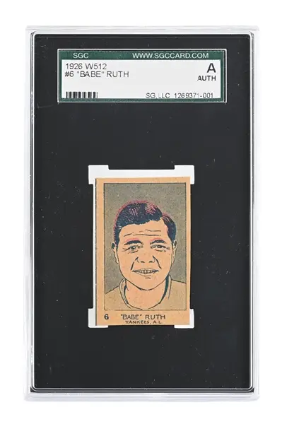 1926 W512 #6 BABE RUTH GRADED CARD SGC A AUTHENTIC