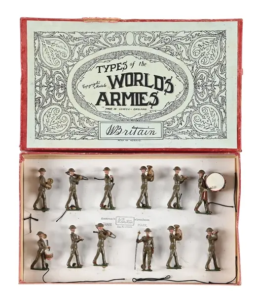 W. BRITAINS U.S.A. MILITARY BAND STEEL HELMETS SET NO. 1301 W/ BOX