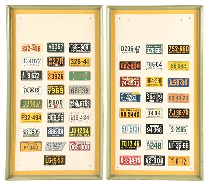 COLLECTION OF 46: 1953 & 1954 LICENSE PLATES.