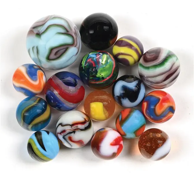 LOT OF 16: ASSORTED MACHINE MADE MARBLES