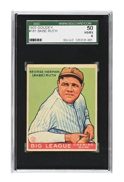 1933 GOUDEY #181 BABE RUTH SGC 50 VG/EX 4
