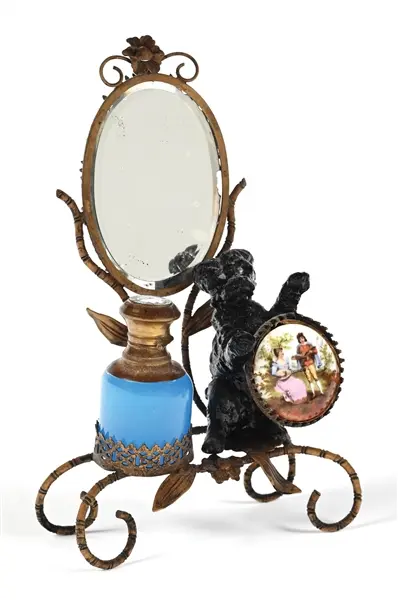 CAST METAL VANITY MIRROR & DRESSER PERFUME SET