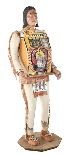 MILLS NOVELTY CO. NATIVE AMERICAN 25¢ THUNDERBIRD SLOT MACHINE