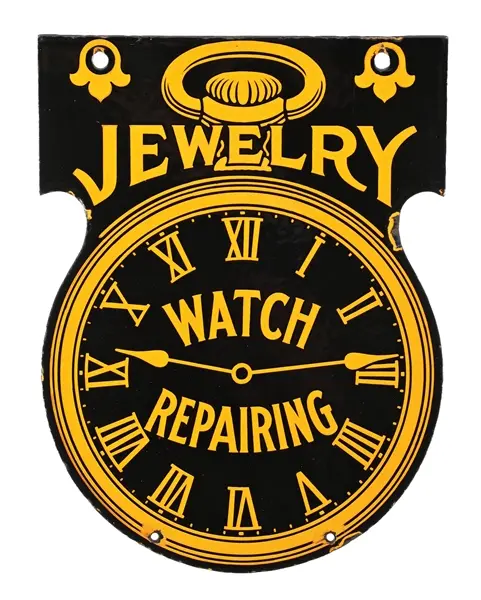 JEWELRY & WATCH REPAIRING DIE-CUT PORCELAIN SIGN