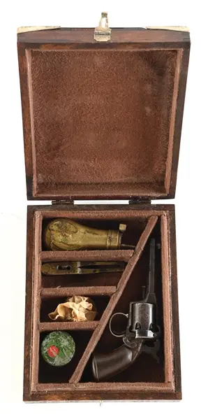 (A) EARLY REMINGTON BEALS PERCUSSION REVOLVER IN CASE.