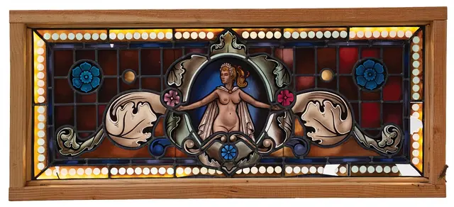 STAINED GLASS TRANSOM WINDOW