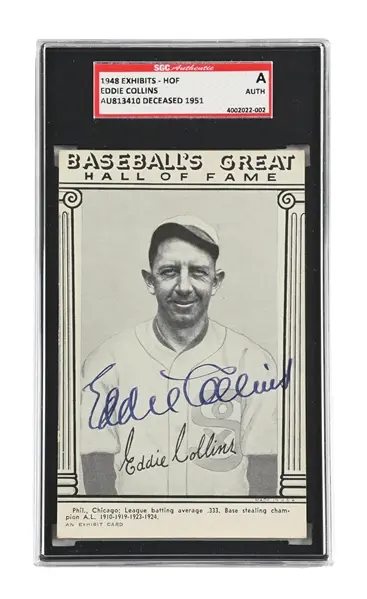 EDDIE COLLINS SIGNED EXHIBIT CARD SGC AUTHENTICATED