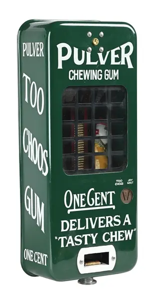 1¢ DARK GREEN PORCELAIN CLOWN PULVER VENDING MACHINE