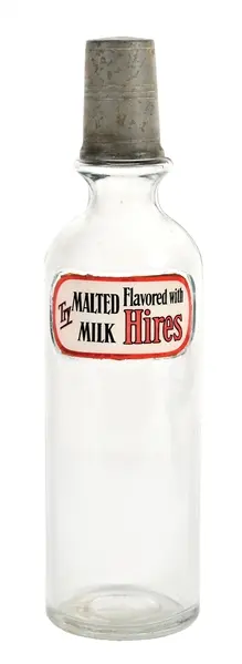 ORIGINAL HIRES MALTED MILK LABEL UNDER GLASS SYRUP BOTTLE