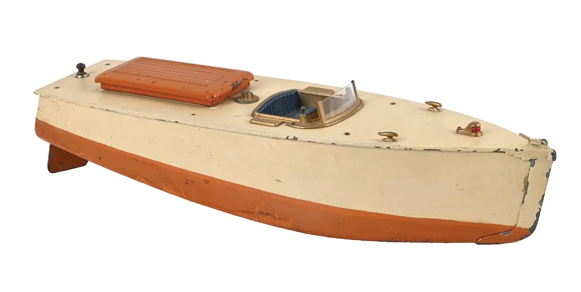 ORKIN CRAFT WOODEN TOY POND SPEEDBOAT