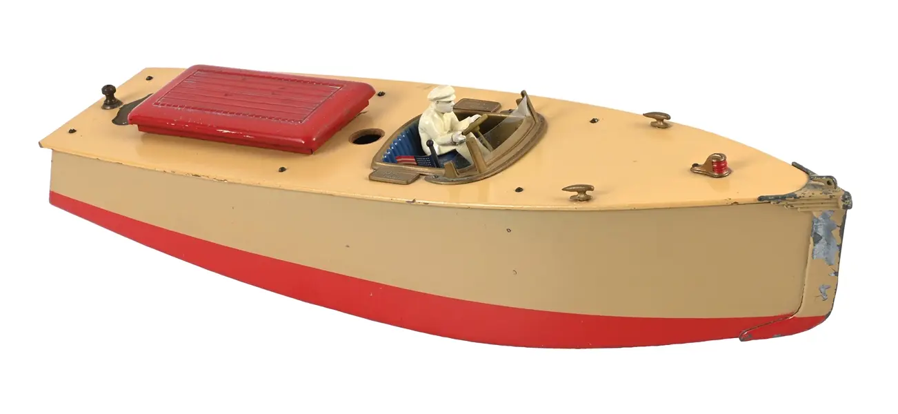 CALWIS INDUSTRIES LTD. ORKIN CRAFT TOY POND SPEED BOAT WITH DRIVER