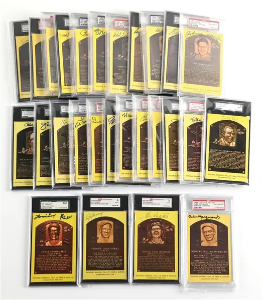 LOT OF 27: YELLOW HOF PLAQUES PSA AND JSA