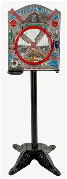 1¢ INTERNATIONAL MUTOSCOPE "THE OLD MILL" CIRCUS VENDING MACHINE WITH