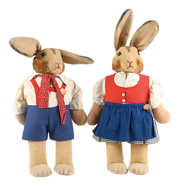 STEIFF HANSEL & GRETEL MOHAIR RABBITS PAIR