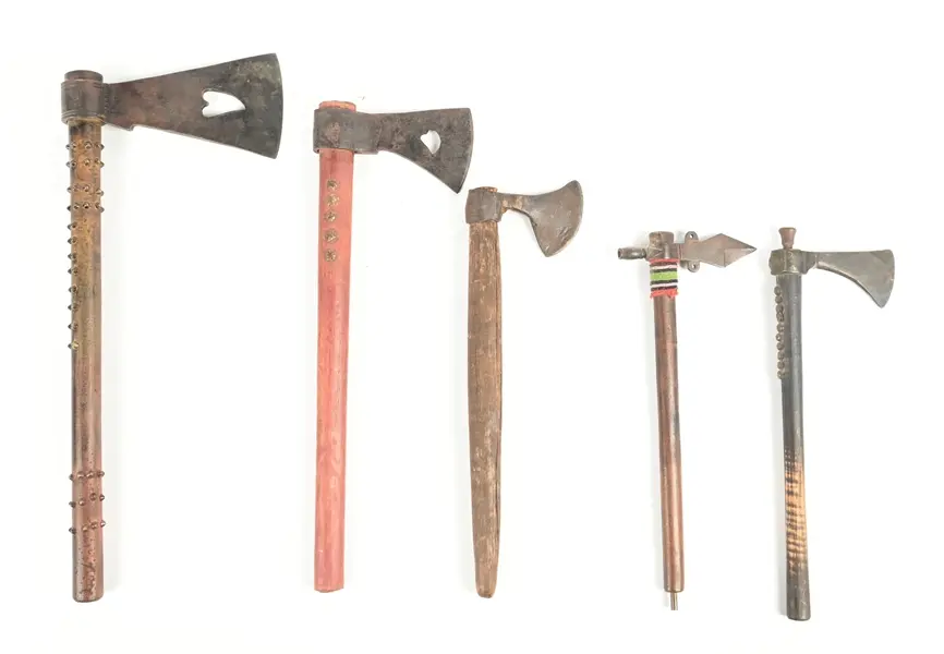 LOT OF 5: NORTHERN PLAINS-STYLE NATIVE AMERICAN PIPE TOMAHAWKS