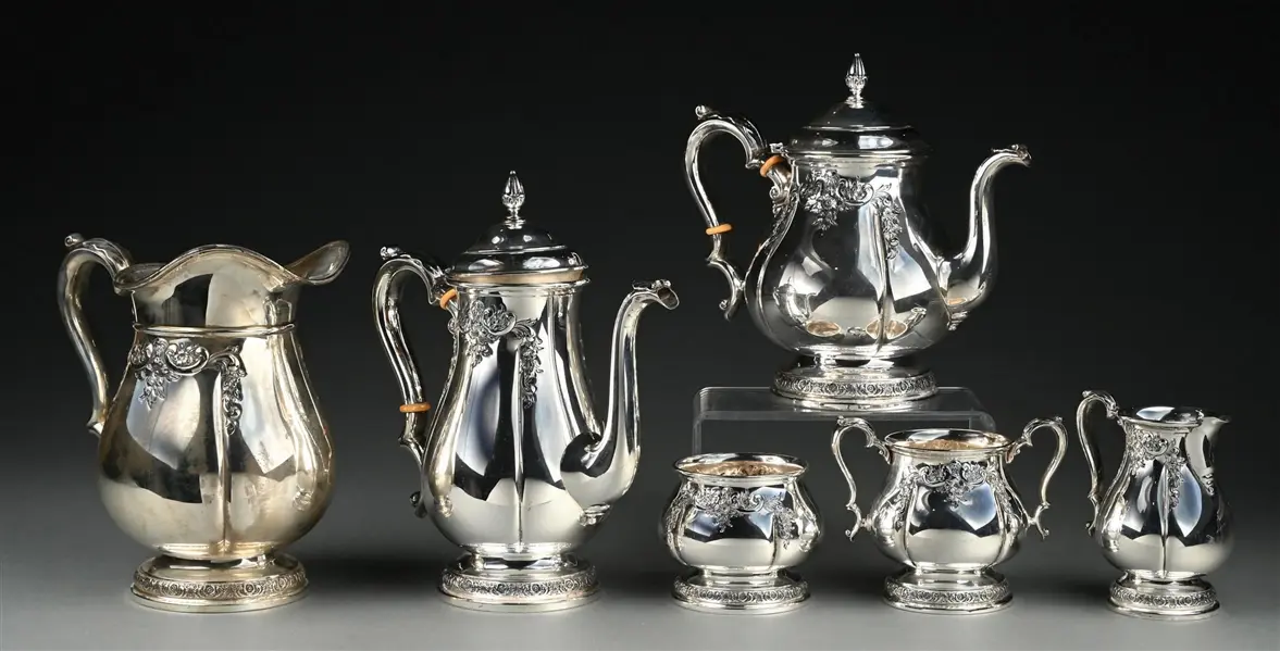 COLLECTION OF 6: INTERNATIONAL "PRELUDE" HAND-CHASED STERLING SILVER