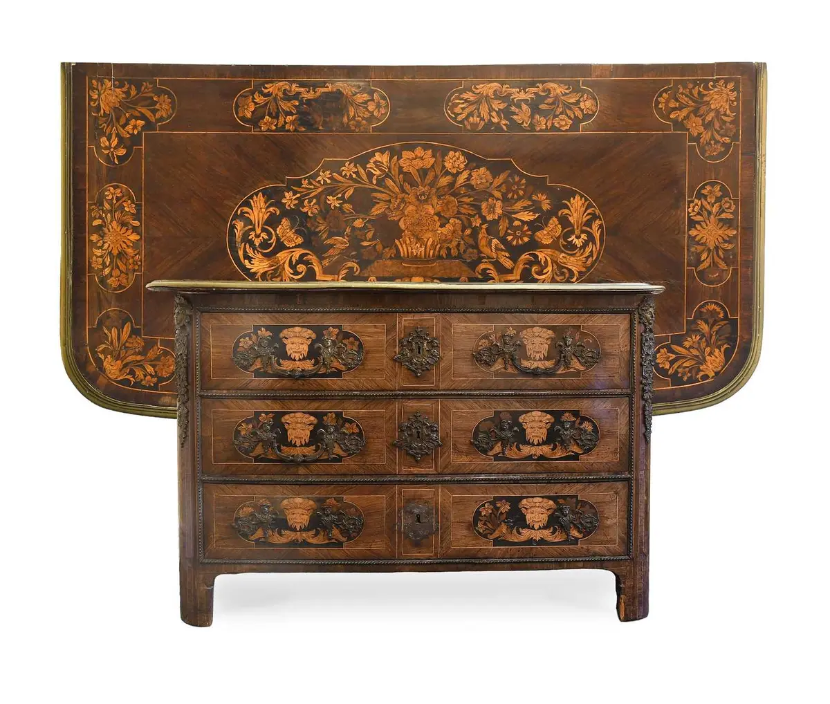 An Early 19th Century Dutch Rosewood, Marquetry-Inlaid and Gilt-Metal-Mounted