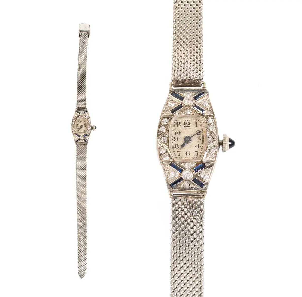 A Lady's Sapphire and Diamond Set Wristwatch, 1930's