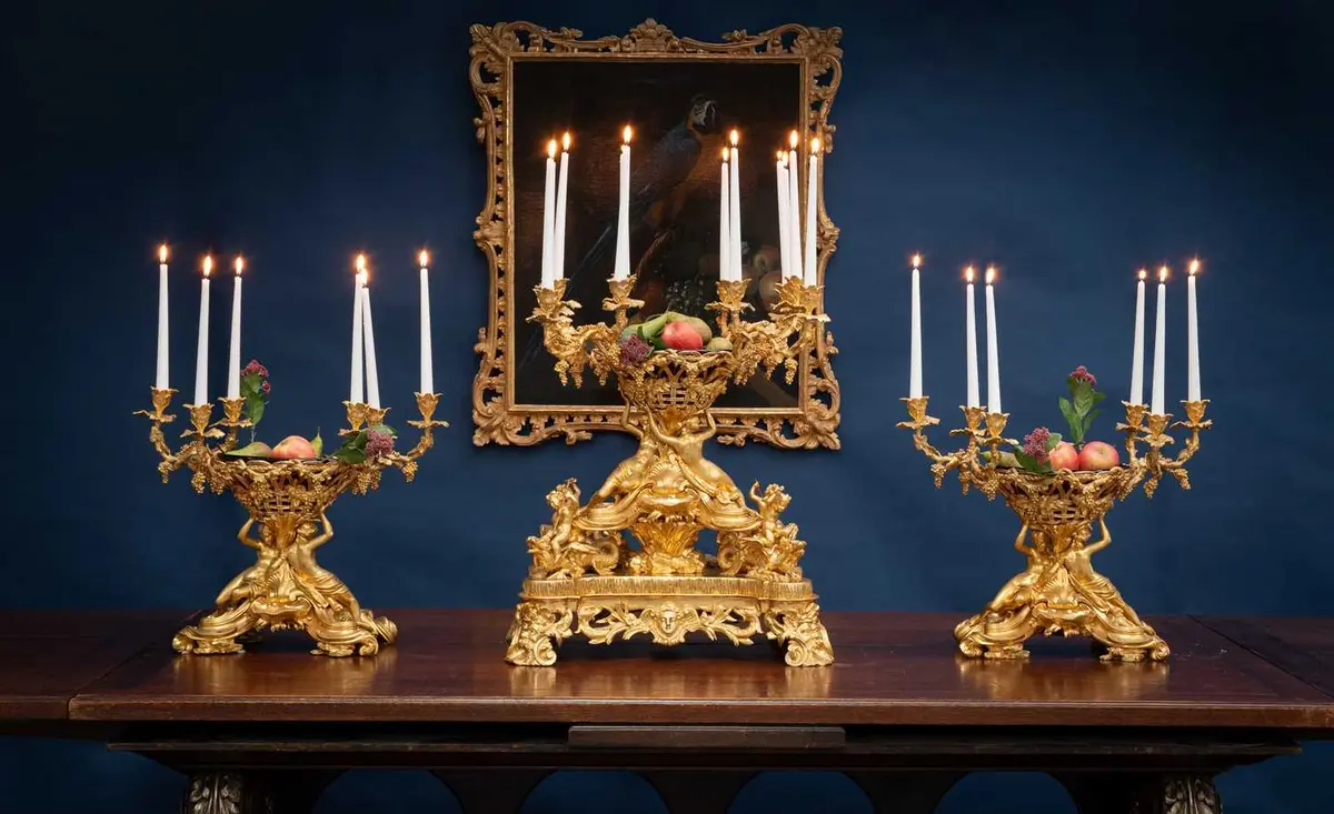 A Napoleon III Gilt-Bronze Garniture of Three Centrepieces, by Monbro Ainé
