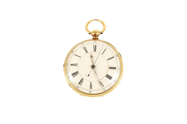 An 18 Carat Gold Open Faced Chronograph Pocket Watch, signed J Williams