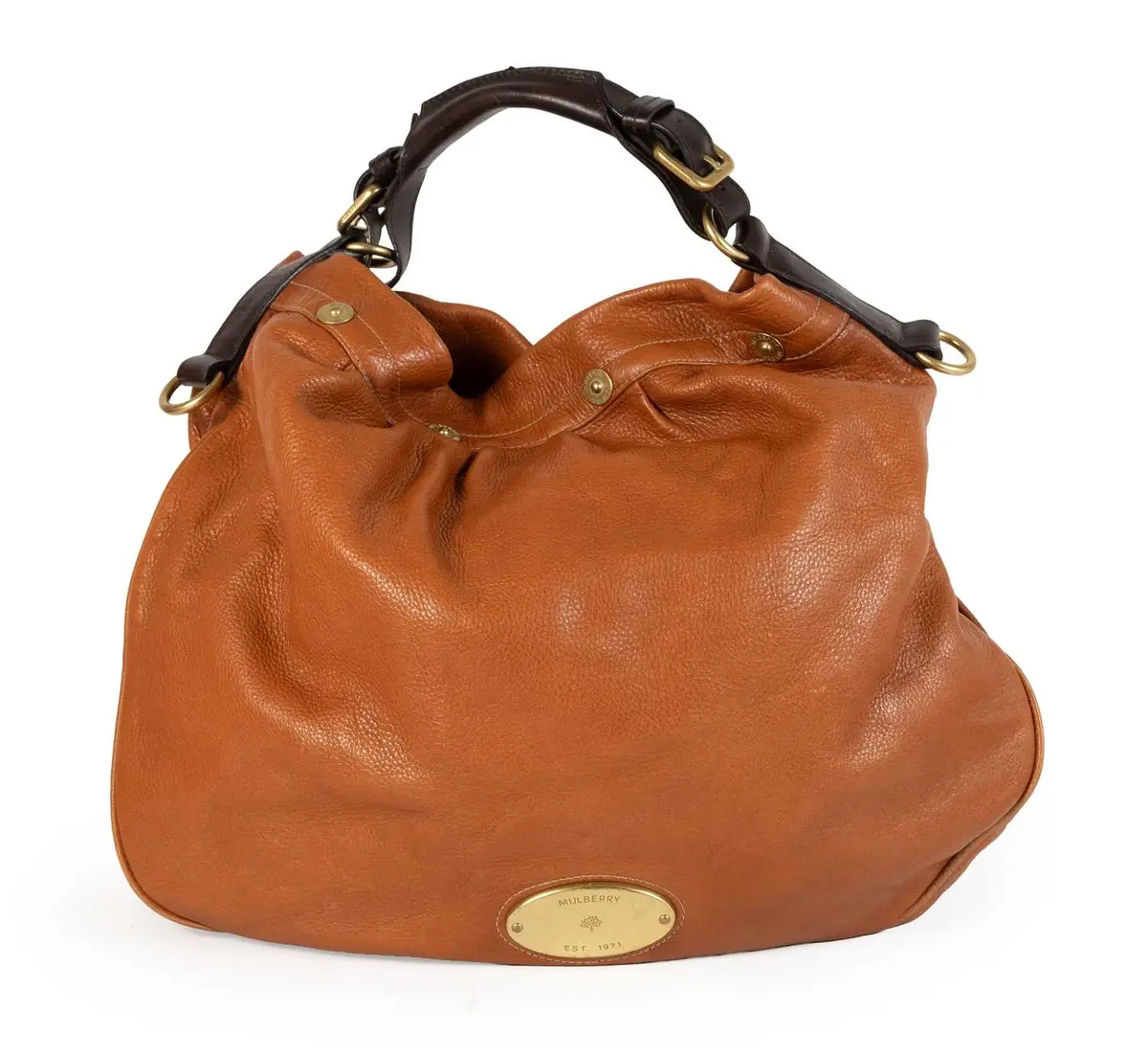 Mulberry Tan Leather Scotchgrain Mitzy Hobo Bag