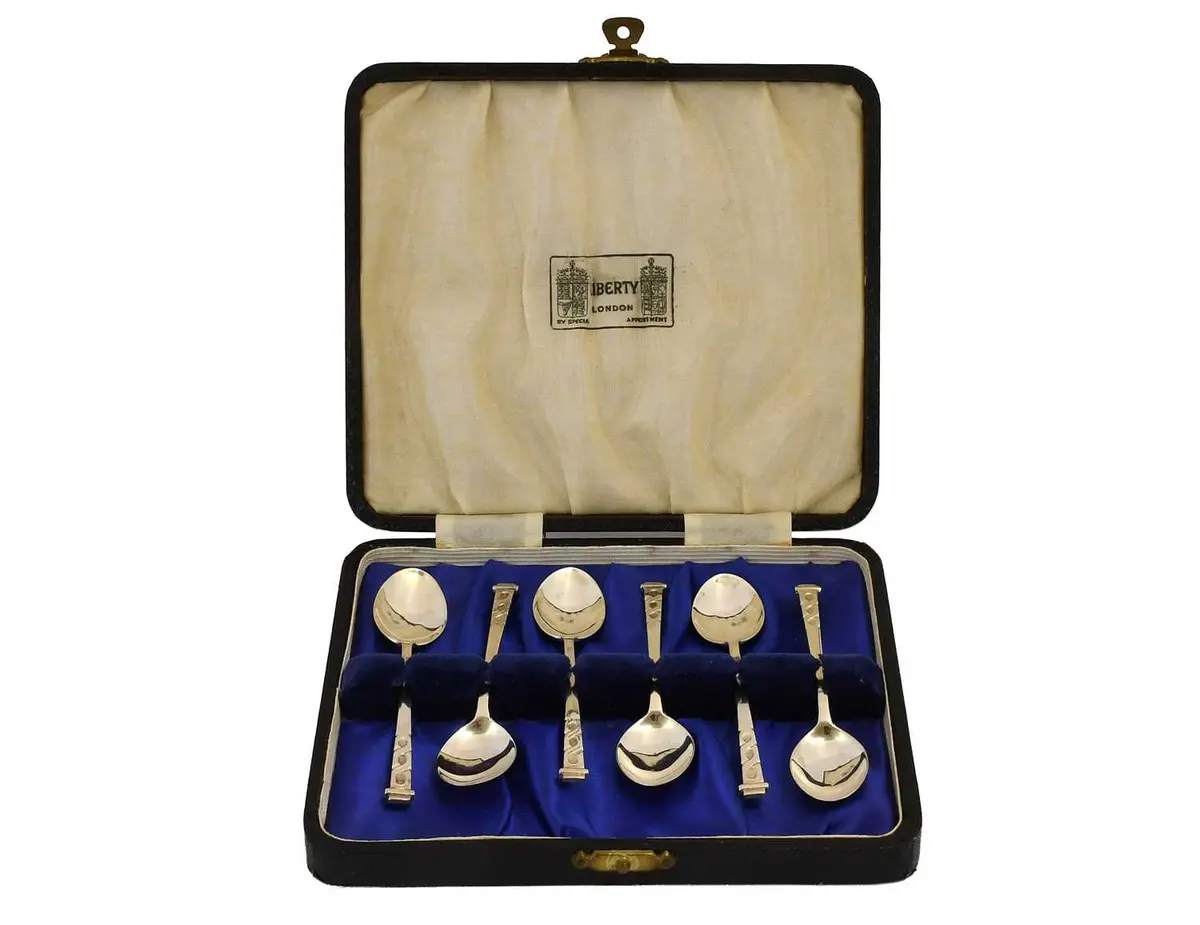 A Cased Set of Six George V Silver Coffee-Spoons, by Liberty and Co.