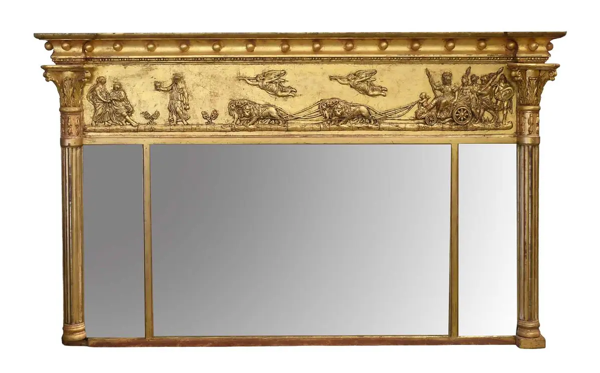 A Regency Gilt and Gesso Overmantel Mirror, early 19th century