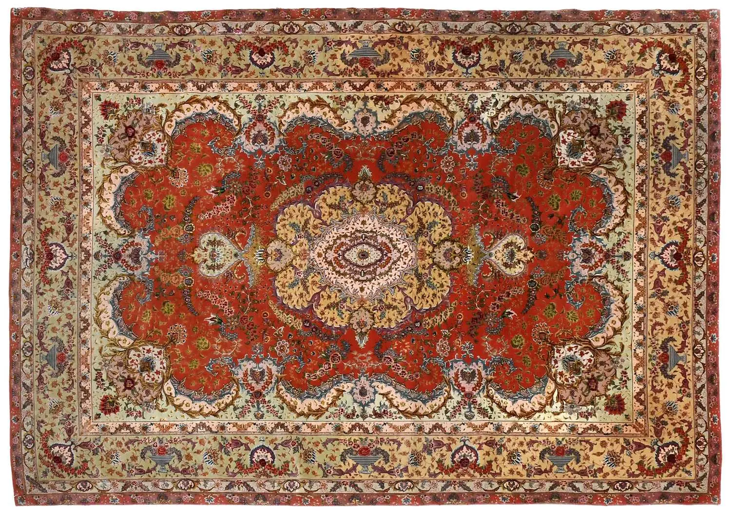 Part-Silk Tabriz Carpet, North West Iran, Circa 1980