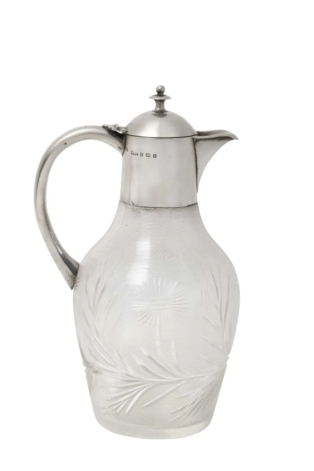 A Victorian Silver-Mounted Engraved-Glass Claret-Jug, by William Henry